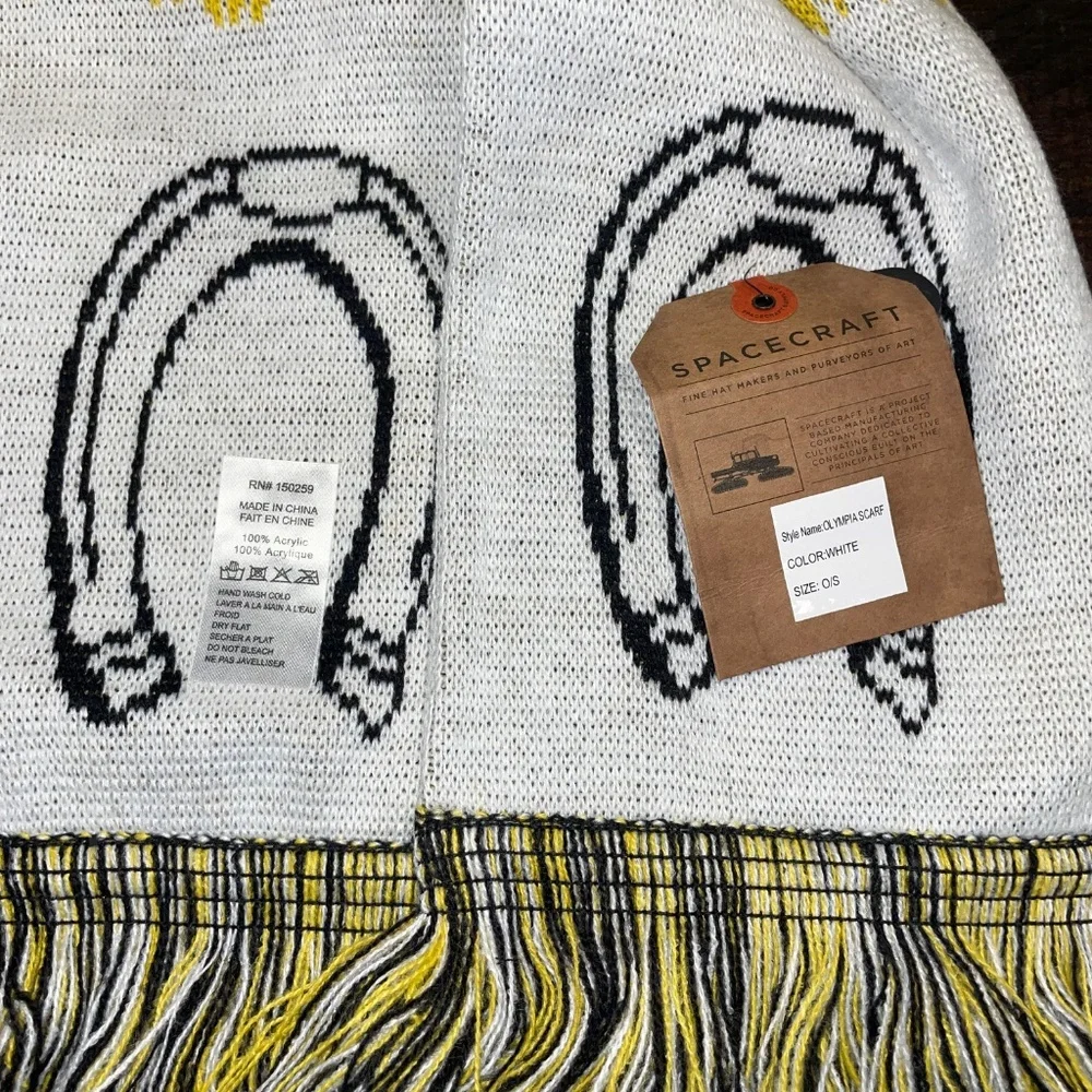 NEW Spacecraft Olympia‎ Sports Scarf Black Yellow 28x6